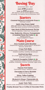 Boxing day menu 2026 The Hotel Victoria